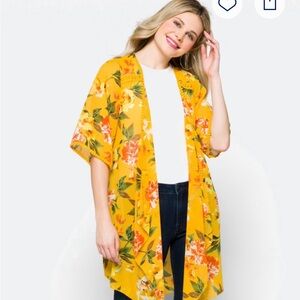 Floral Yellow Kimono Cardigan